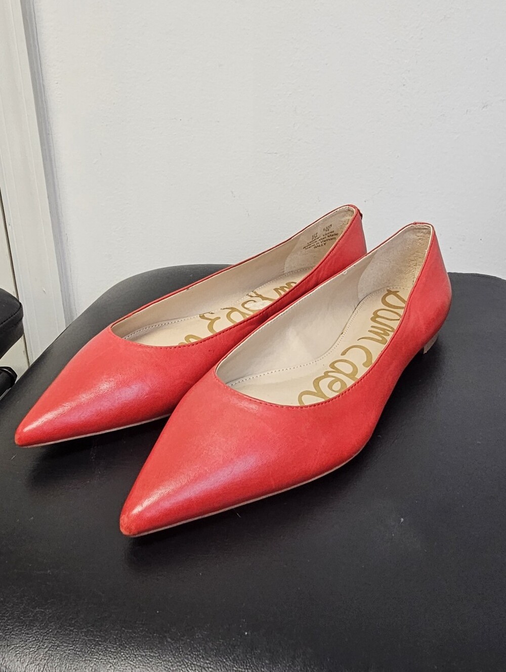 Sam Edelman Sally Pointed Toe Red Leather Flats Size 9 - Picture 2 of 13
